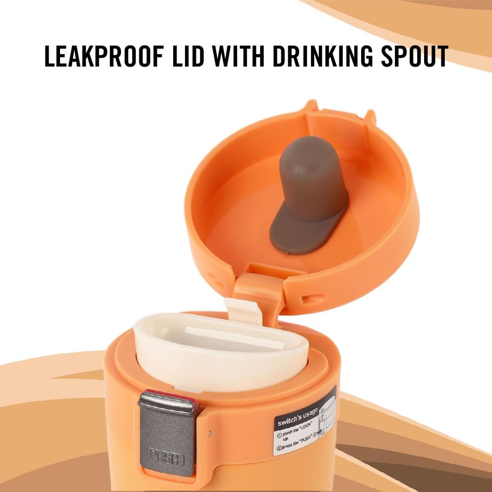 Cello Vacuum Insulated Flask | Hot & Cold | Leakproof | 450ml, Orange