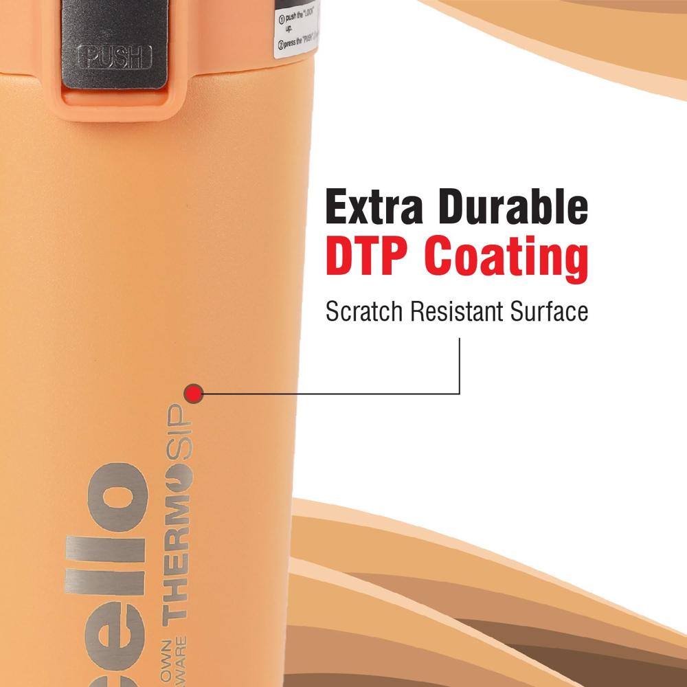 Cello Vacuum Insulated Flask | Hot & Cold | Leakproof | 450ml, Orange