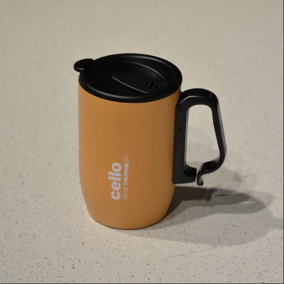 Cello Duro Coffee Style Double Wall Insulated Mug with Lid | 1 Pc Large
