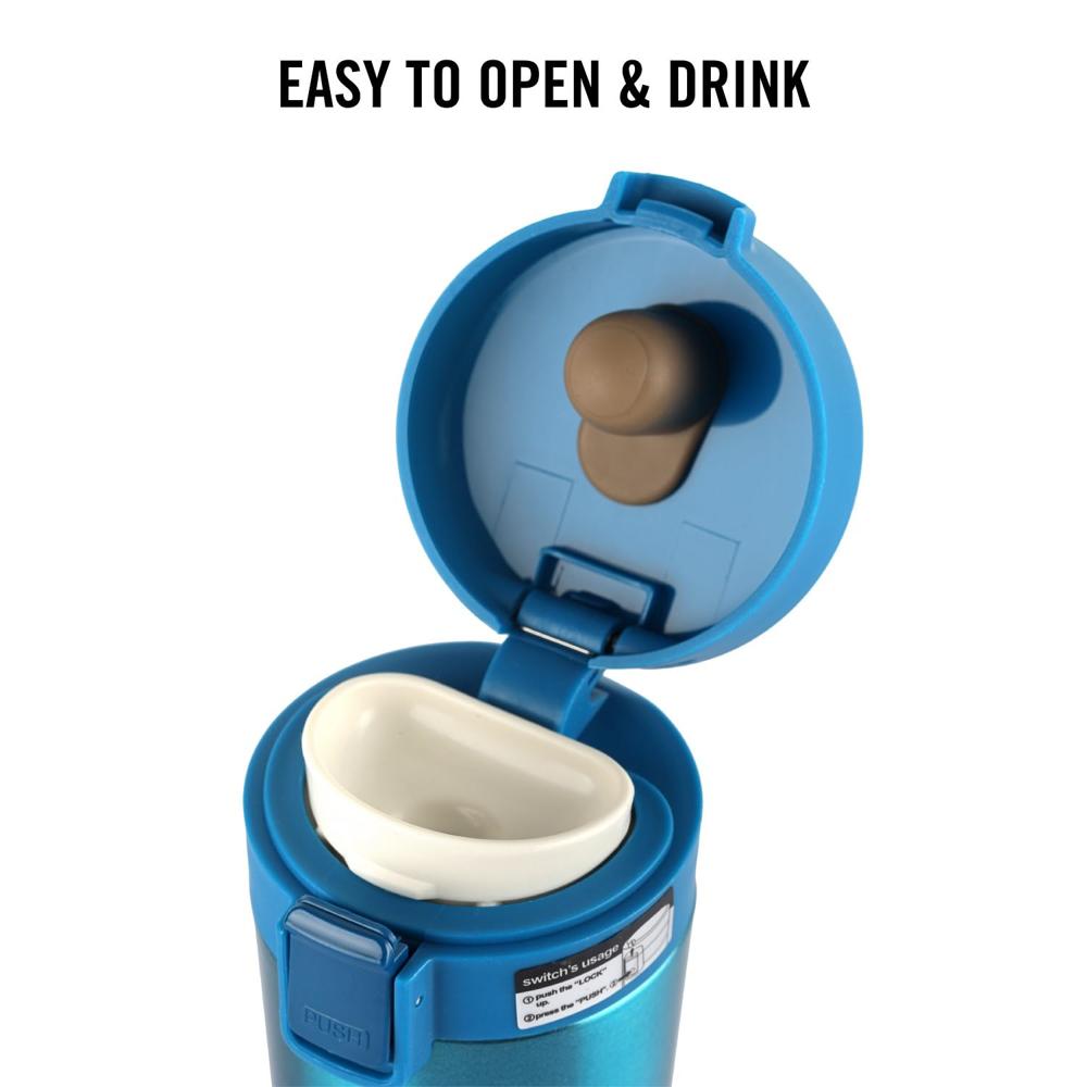 CELLO Monty Thermosteel Hot & Cold Flask 300ml, Blue | Double Wall Vacuum Insulated Air Tight Rust & Leakproof Water, Tea, Coffee, Juice, Cold Beverages Thermos Flask For Office, Travel, Gym & Gifting