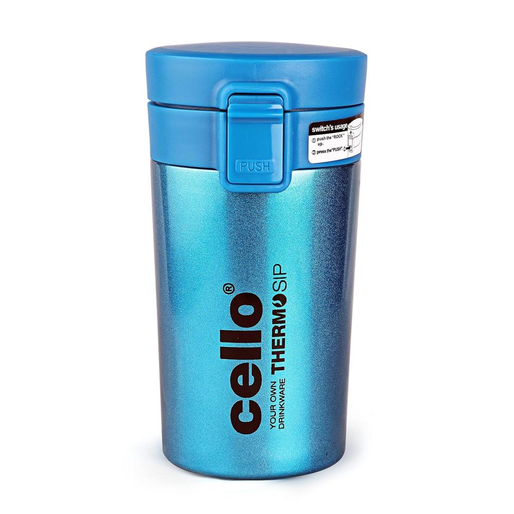 CELLO Monty Thermosteel Hot & Cold Flask 450ml, Gold | Double Wall Vacuum Insulated Air Tight Rust & Leakproof Water, Tea, Coffee, Juice, Cold Beverages Thermos Flask For Office, Travel, Gym & Gifting