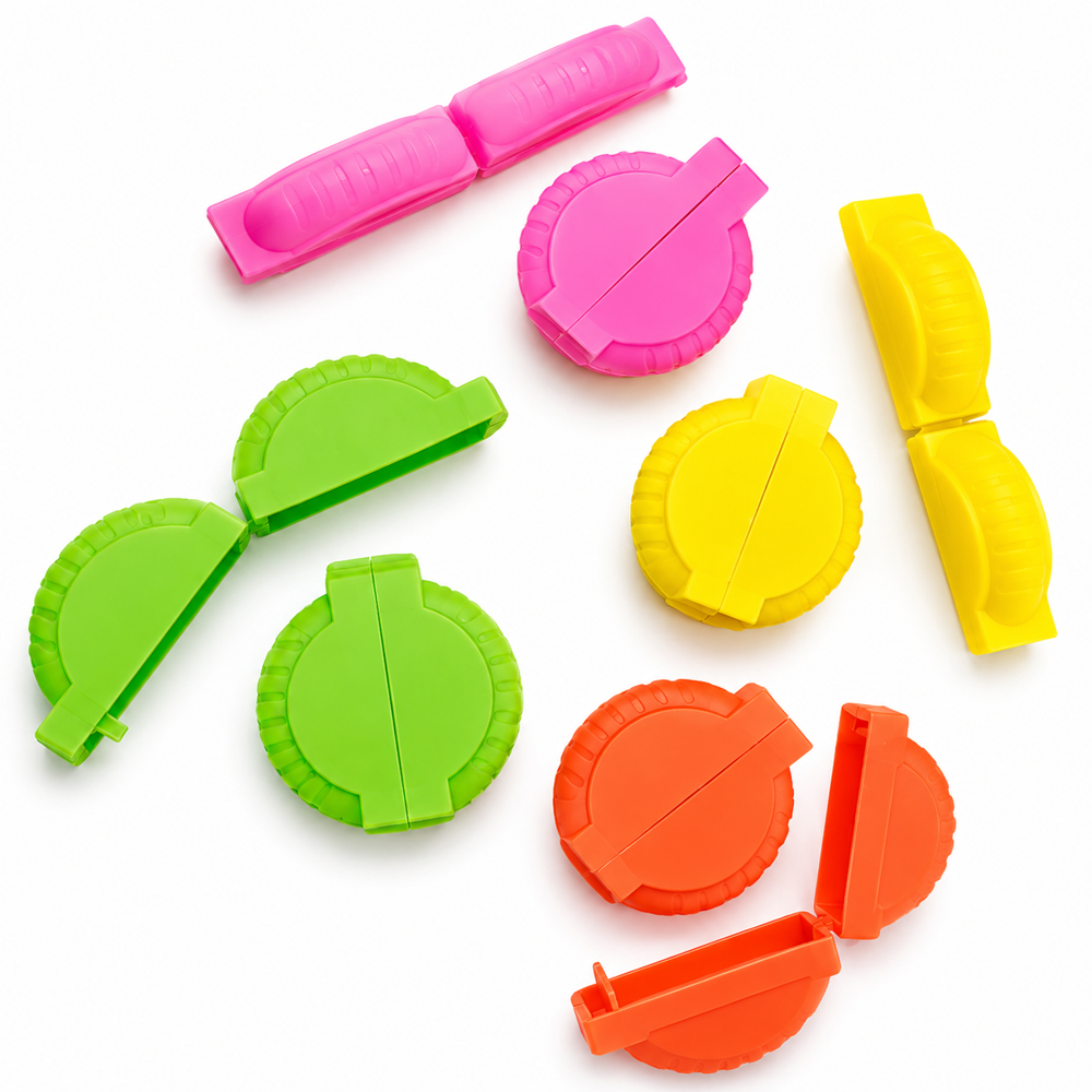 Bubble Gum Filling Double Tap Toy - Food Grade Polypropylene, Palm-sized, Multi-color | Serrated Edge Snap Seal, Dishwasher Safe, Lightweight