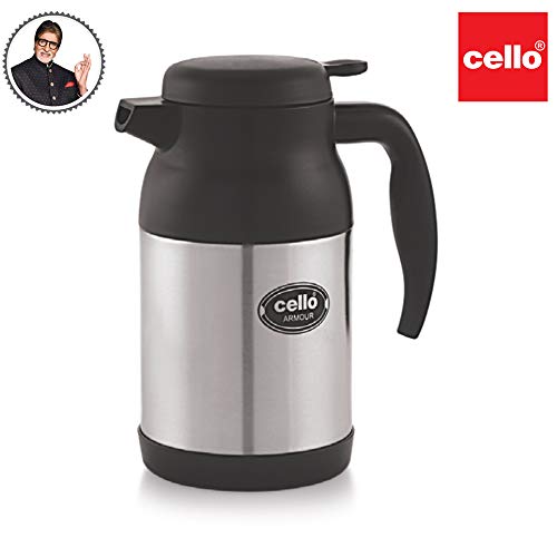 Cello Armour Stainless Steel Double Walled Carafe, Insulated (800ml, Black)