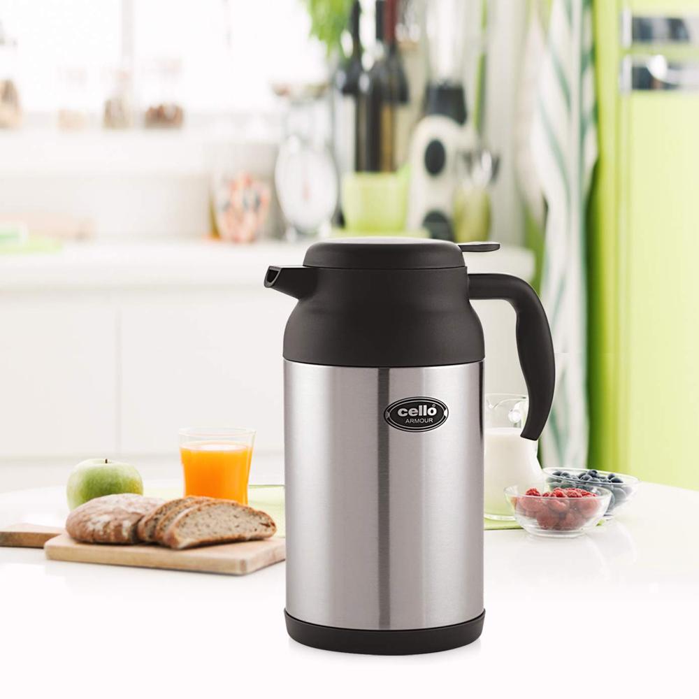 Cello Armour Stainless Steel Double Walled Carafe, Insulated (800ml, Black)