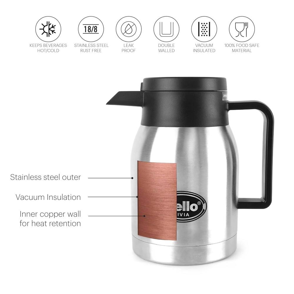 Cello Livia Stainless Steel Carafe, 350ml, Silver
