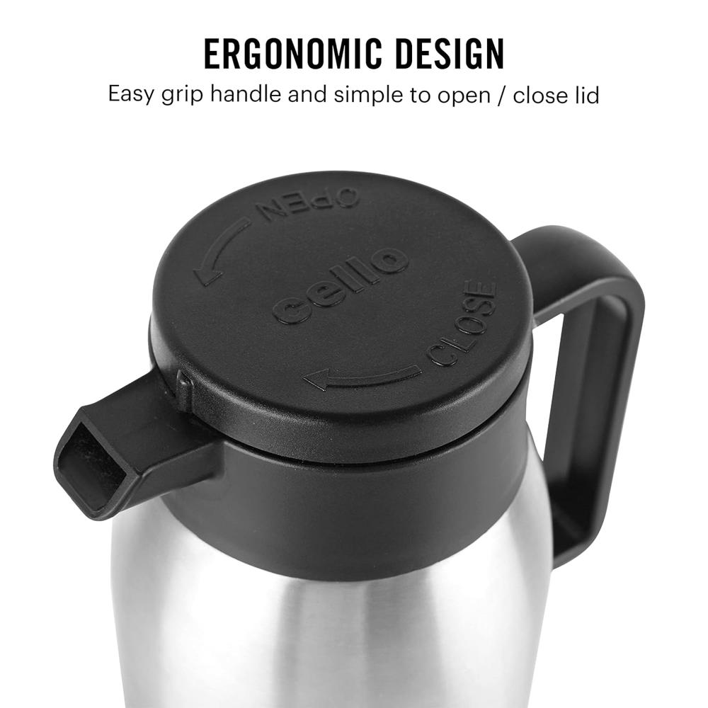 Cello Livia Stainless Steel Carafe, 1000ml, Silver