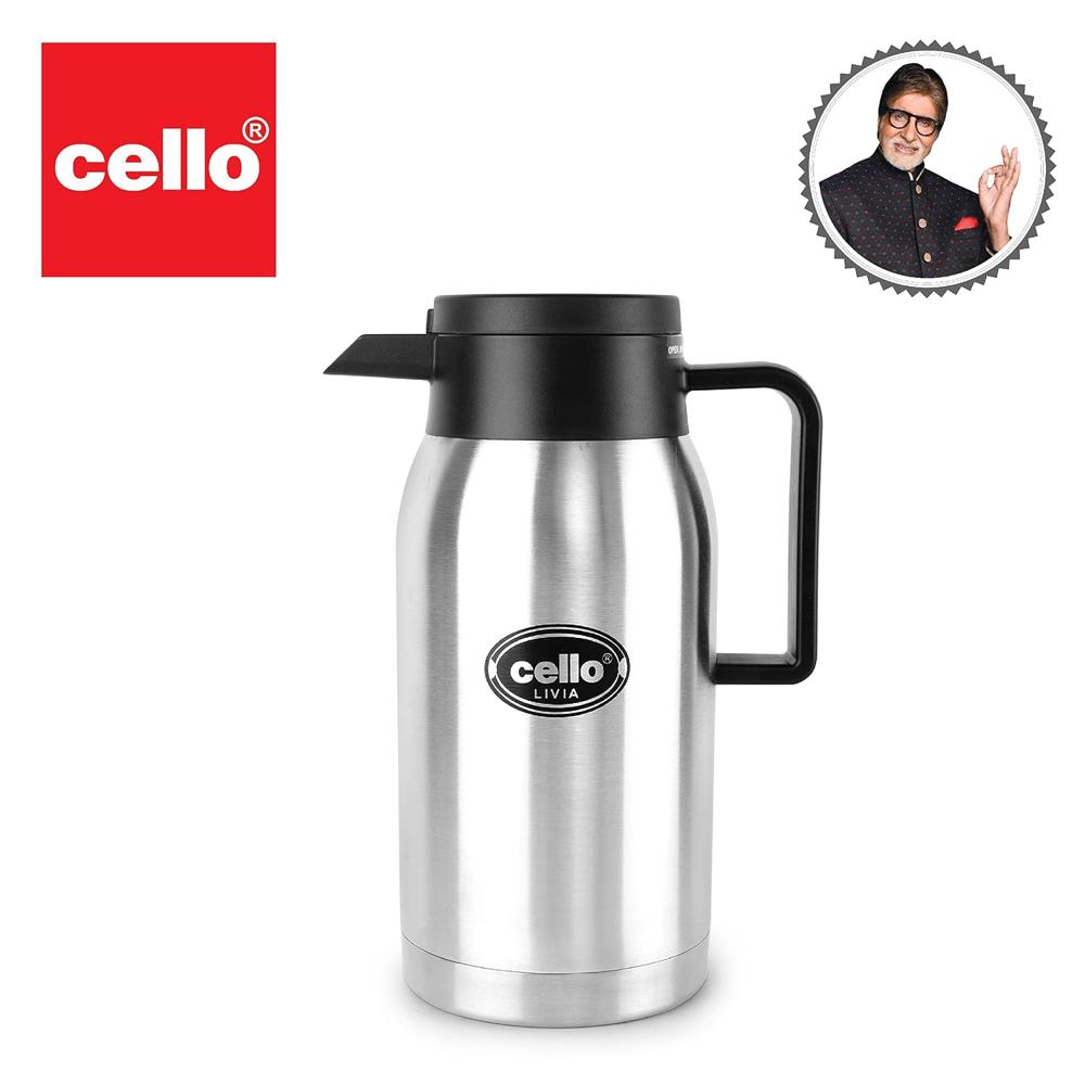 Cello Livia Stainless Steel Carafe, 1000ml, Silver