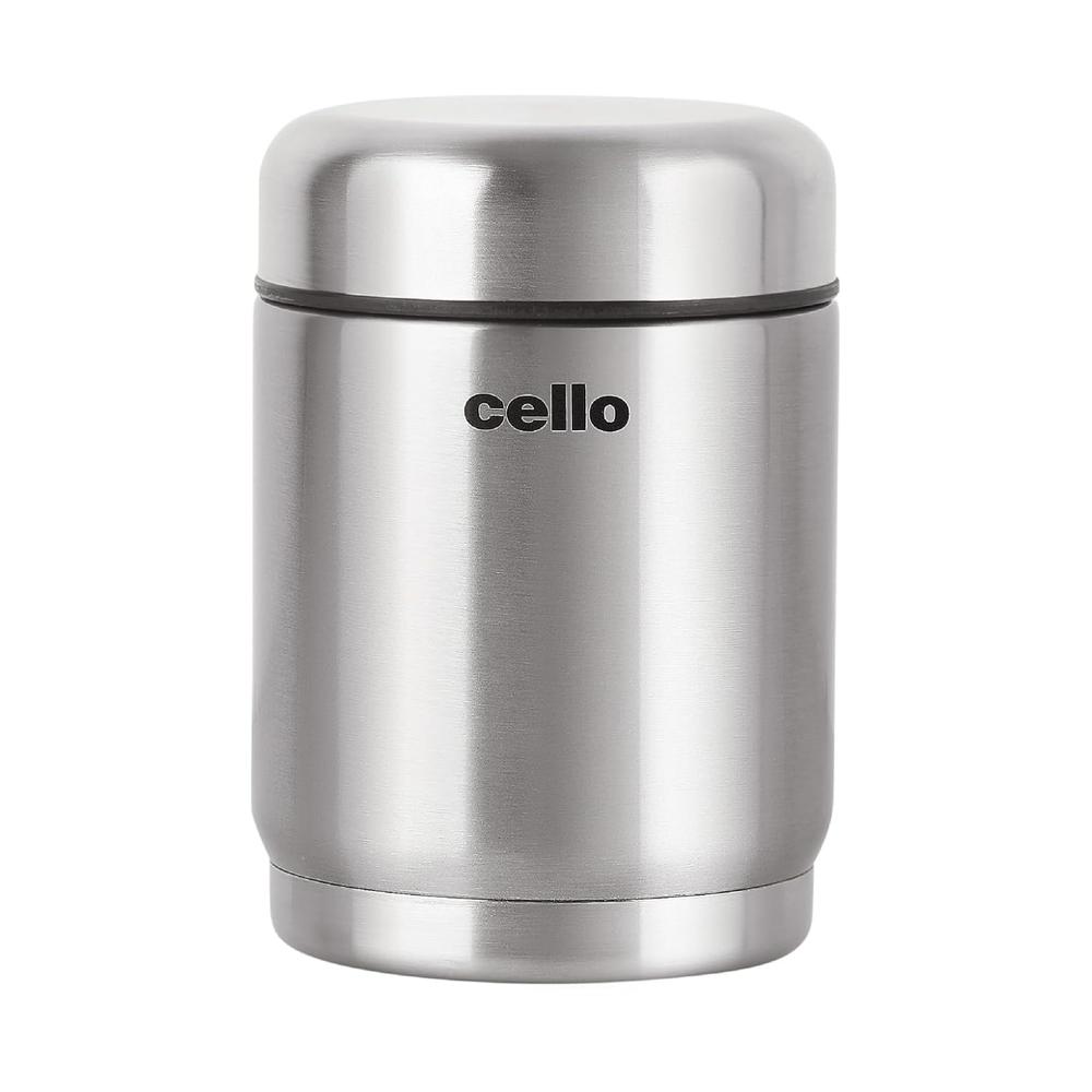 Cello Supee Vacuum Insulated Flask 400ml, Silver | Double Walled | Keeps Food Hot & Cold for Long Hours | Thermos with Airtight Screw Lid | Leakproof Soup Jar Thermos for Office, College & Travelling
