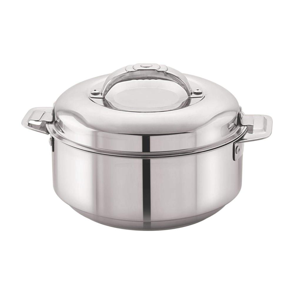 Cello Maxima Insulated Stainless Steel Casserole Hot Pot Box Case 1350 ml Silver | Double Wall PU Insulated Airtight Serving Casserole Hot Pot Case For Rice, Biryani | Hot Pot Roti Case For Kitchen