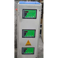 15 Kva Three Phase Air Cooled Servo Voltage Stabilizer - Copper Wound, 600x400x1200mm, Grey/green Display | Microprocessor Control, 35 V/sec Correction, Audio-visual Alarms, Automatic/manual Bypass