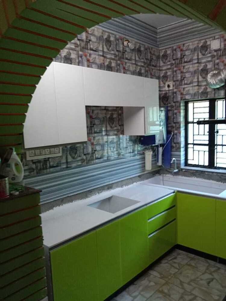 Lacquered Glass Modular Kitchen