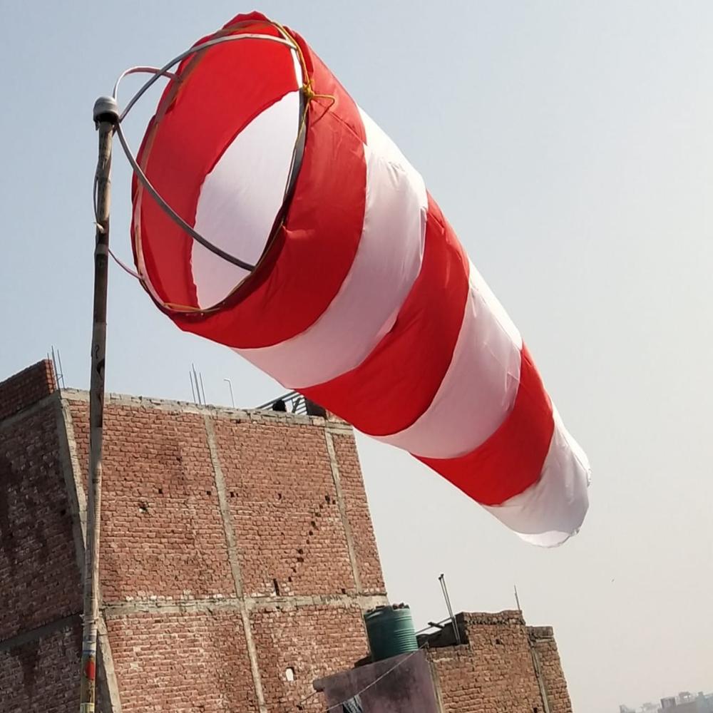 Industrial Windsock - Polyester Waterproof Fabric, 24 Inch Ring Diameter, Red & White | Lightweight, 6 Feet Length, Easy Attachment Feature