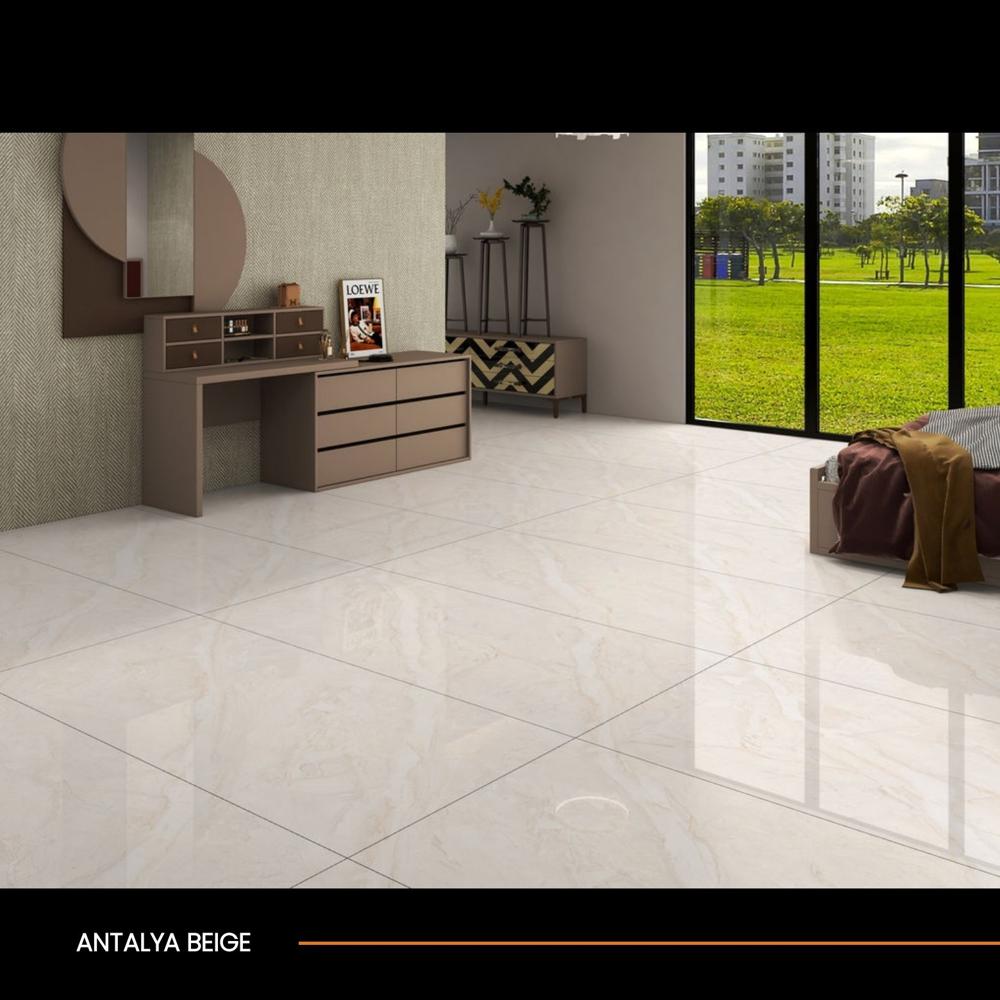 Ceramic Vitrified Floor Tiles - Color: White