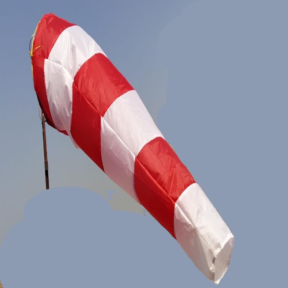 Industrial Windsock - Polyester Waterproof Fabric, 24 Inch Ring Diameter, Red & White | Lightweight, 6 Feet Length, Easy Attachment Feature