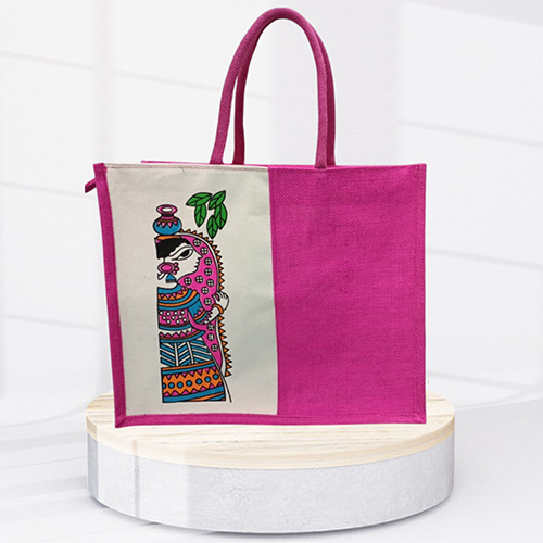 Pink Canvas Jute Bag