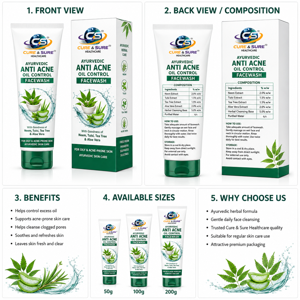 Ayurvedic Anti Acene Oil Control Face Wash Third Party Manufacturing