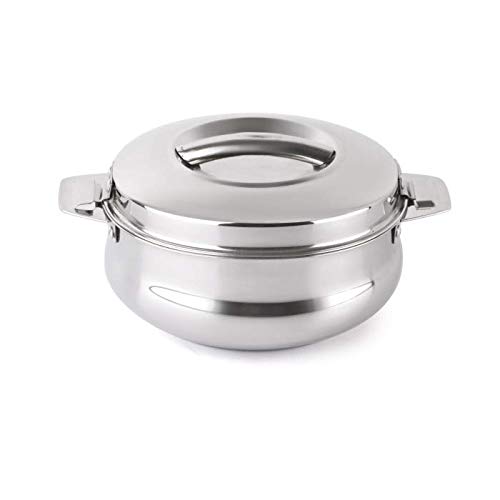 CELLO Bella 1500 Insulated Stainless Steel Casserole Hot Pot Box for Daily Use 1500 ml Silver | Keeps Food Hot & Warms for Long Hours, Food Grade Double Wall PU Insulated Roti Rice Hot Pot Casserole