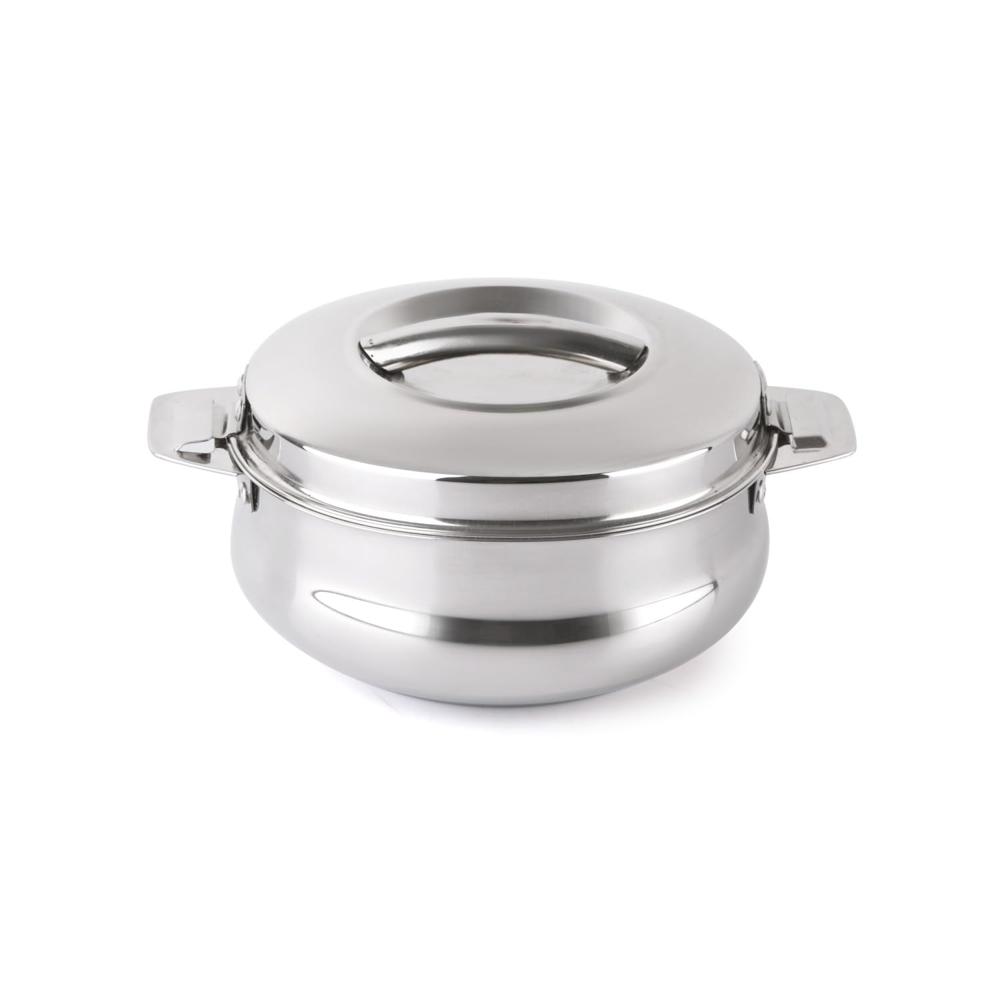 CELLO Bella 2000 Insulated Stainless Steel Casserole Hot Pot Box for Daily Use 2000 ml Silver | Keeps Food Hot & Warms for Long Hours, Food Grade Double Wall PU Insulated Roti Rice Hot Pot Casserole
