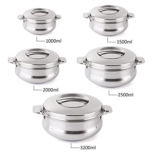 CELLO Bella 2500 Insulated Stainless Steel Casserole Hot Pot Box for Daily Use 2500 ml Silver | Keeps Food Hot & Warms for Long Hours, Food Grade Double Wall PU Insulated Roti Rice Hot Pot Casserole