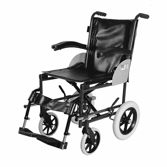 Vissco Imperio Wheelchair Institutional with 300mm Rear Wheels, Fixed Armrest, Foldable, Weight Bearing Capacity 100kg, Color (Blue/Grey)
