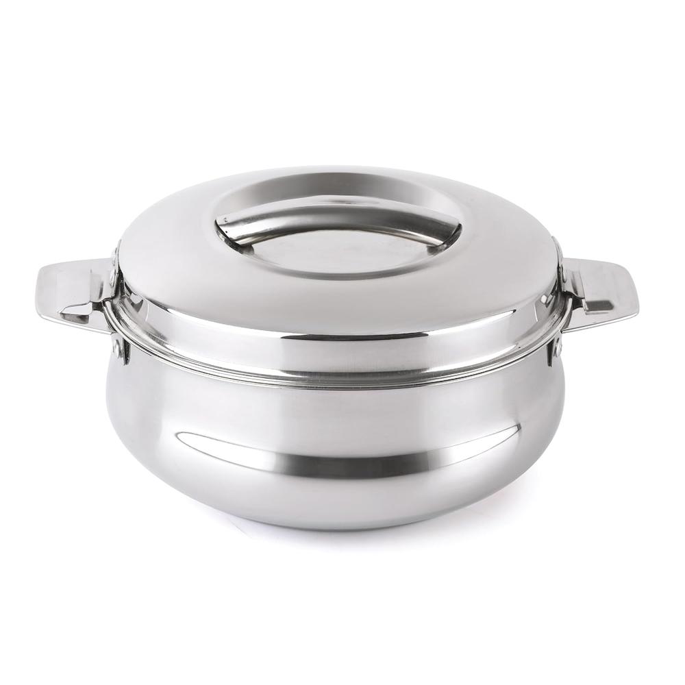 CELLO Bella 5000 Insulated Stainless Steel Casserole Hot Pot Box for Daily Use 5000 ml Silver | Keeps Food Hot & Warms for Long Hours, Food Grade Double Wall PU Insulated Roti Rice Hot Pot Casserole