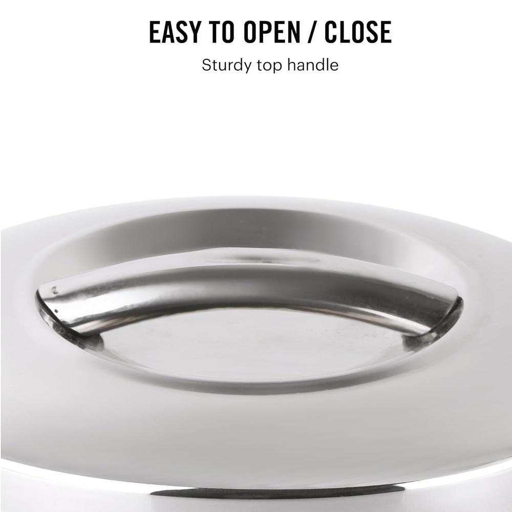 CELLO Bella 5000 Insulated Stainless Steel Casserole Hot Pot Box for Daily Use 5000 ml Silver | Keeps Food Hot & Warms for Long Hours, Food Grade Double Wall PU Insulated Roti Rice Hot Pot Casserole