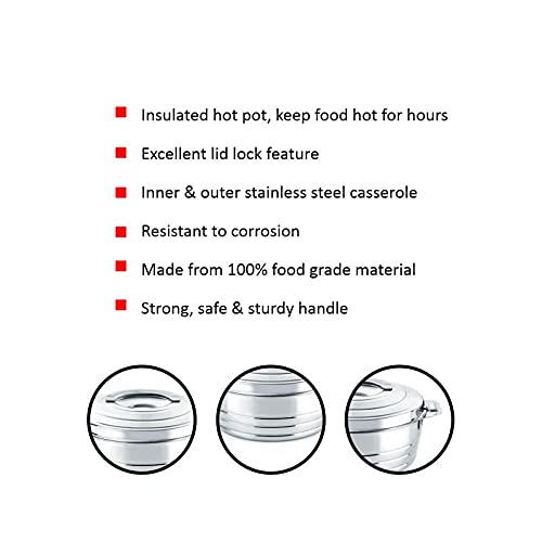 Cello Fortuna Double Walled Casserole, Insulated, 1500ml Cello Fortuna Double Walled Casserole, Insulated, 1500ml