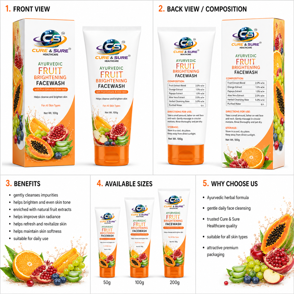 Ayurvedic Fruit Brightening Face Wash Third Party Manufacturing