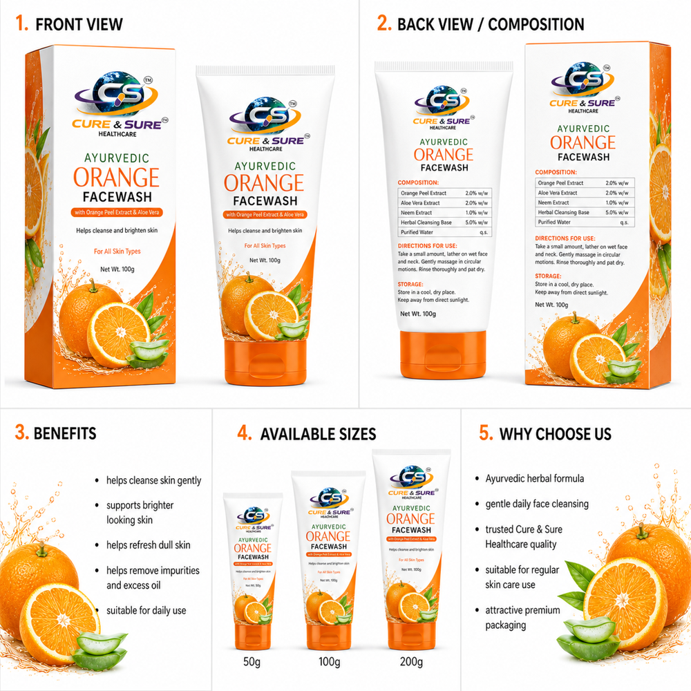 Ayurvedic Orange Face Wash Third Party Manufacturing - Attributes: Glitter Effect