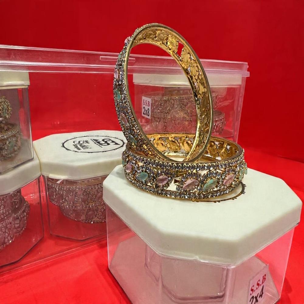 Metal Stone Studded Bangles Ss-D-464 - Diameter: 2.4