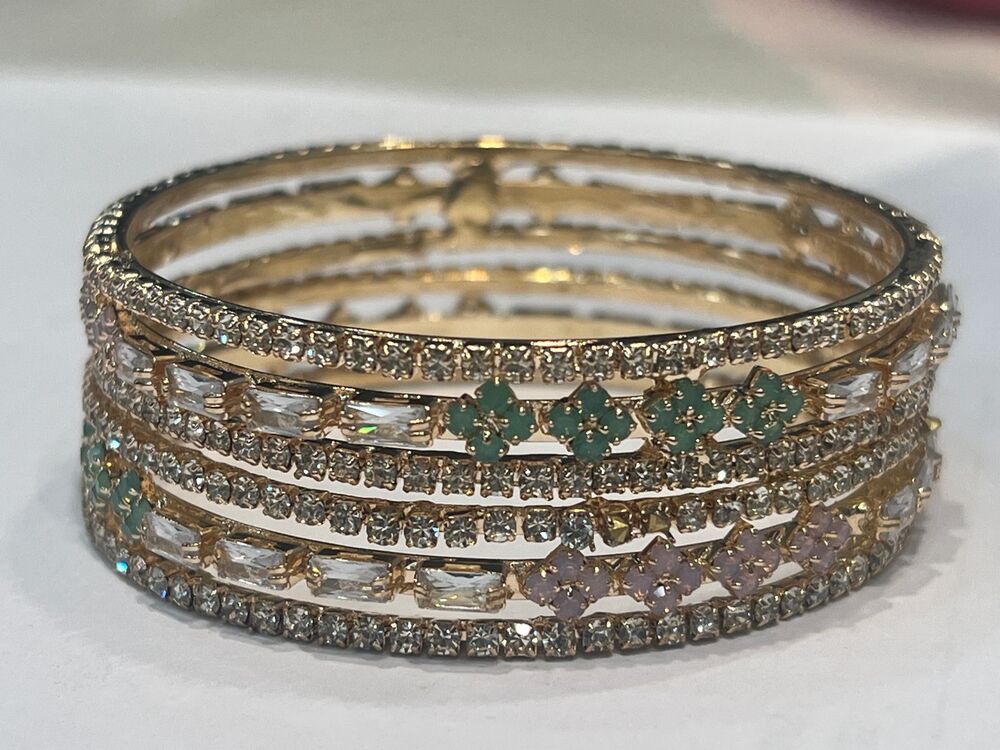 PNX-100 Metal Stone Studded Bangles