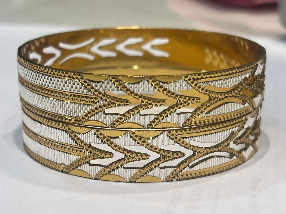 CB-NB-1240 Brass 2 Tone Patterned Bangle