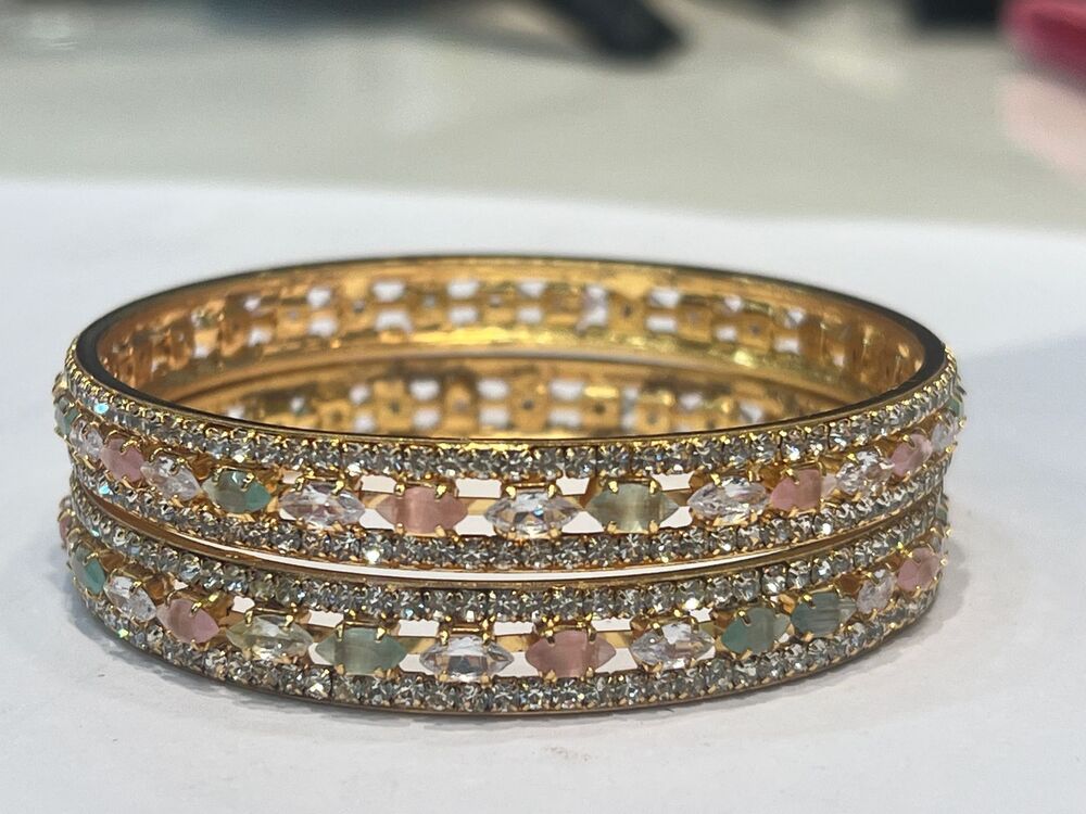SS-D-439 Metal Stone Studded Bangles
