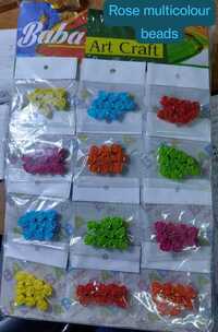 Rose Multicolor Beads - Plastic, 8-12mm, Glossy Multicolor Rose Shape | Center Drilled, Non-toxic, Individually Packed