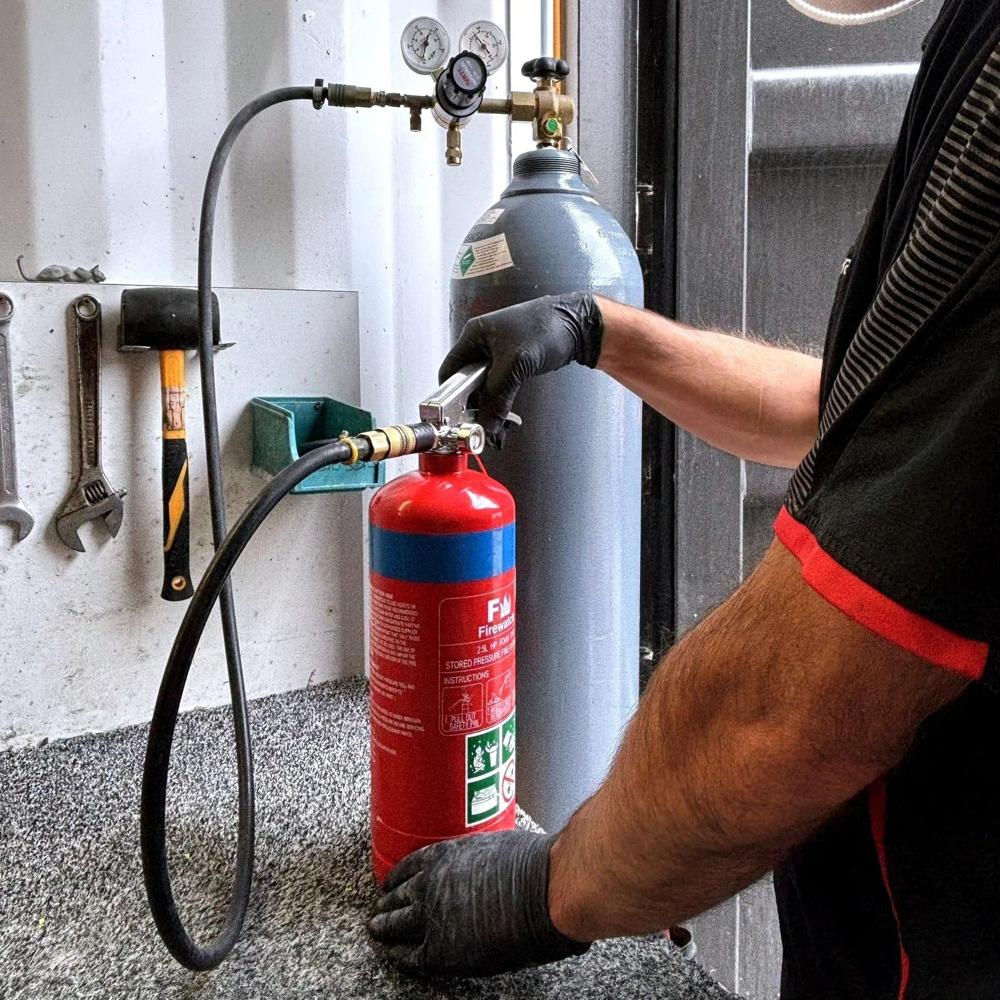 Refilling Of Fire Extinguisher - Stainless Steel 1000x700x1200mm Powder-Coated | Digital Control Automatic Filling Mobile Wheels