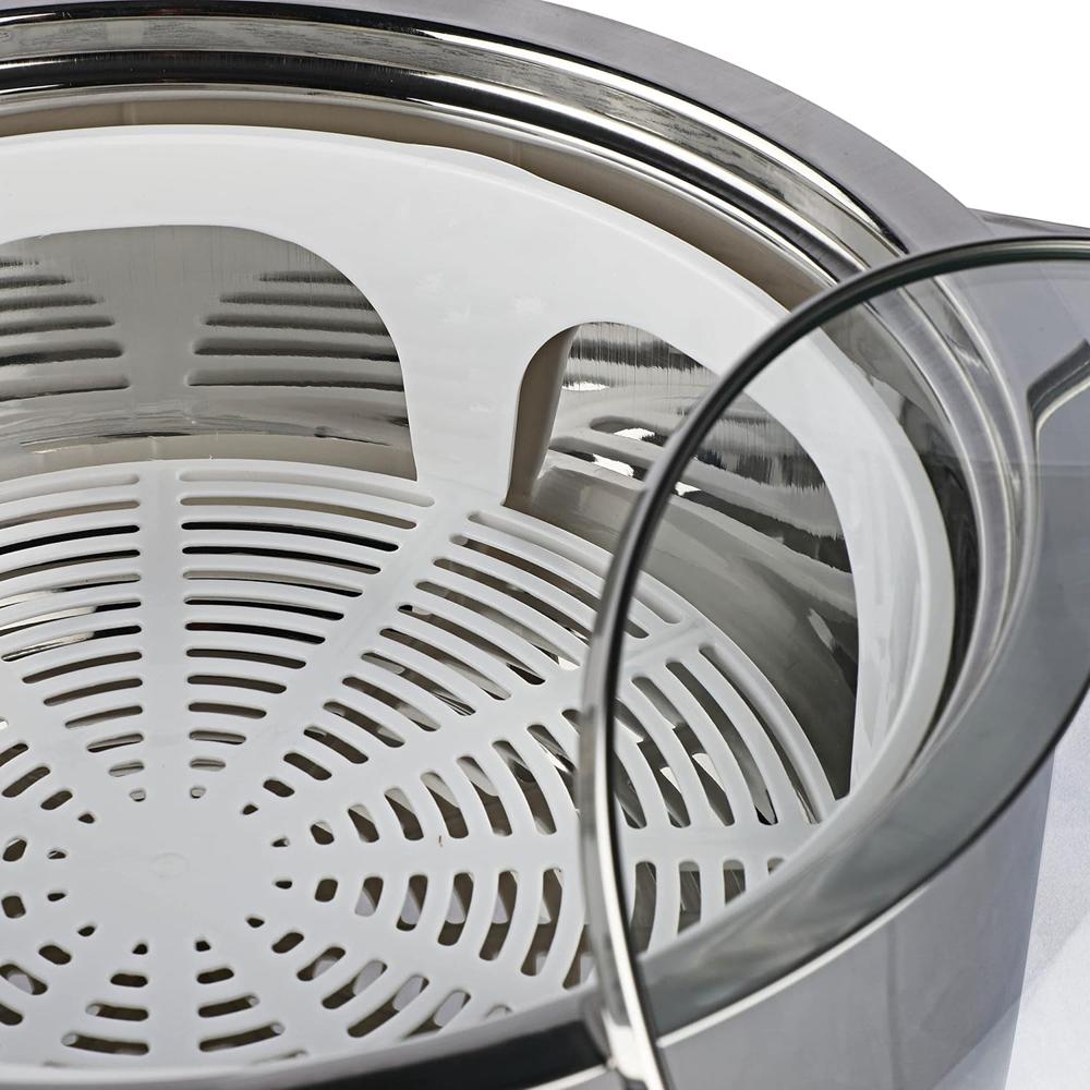 Cello Roti Plus Insulated Stainless Steel Casserole Hot Pot Case Box with Glass Lid, 2500ml, Silver | Double Wall Insulated, Inner Drip Tray Casserole For Roti | Hot Pot Roti Case For Kitchen