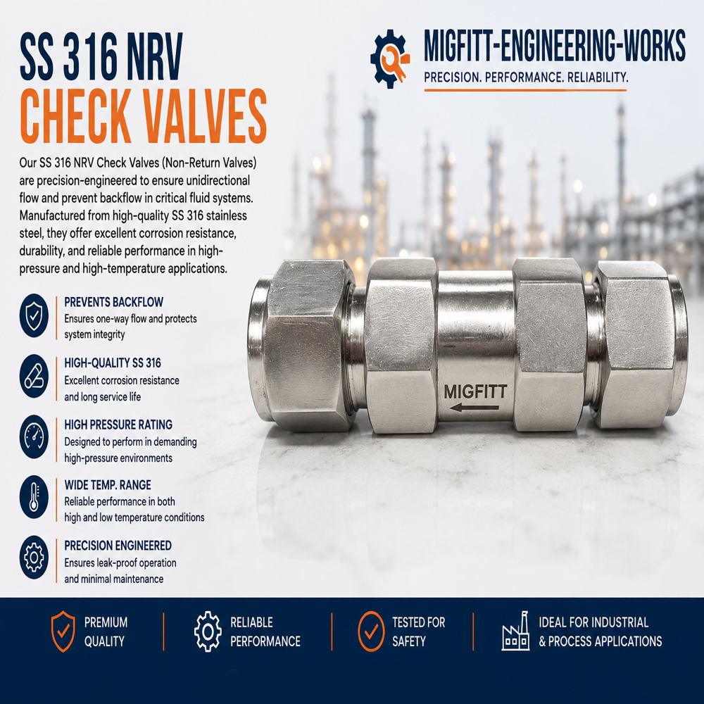 Stainless Steel Check Valve - Bend Radius: Not Flexible