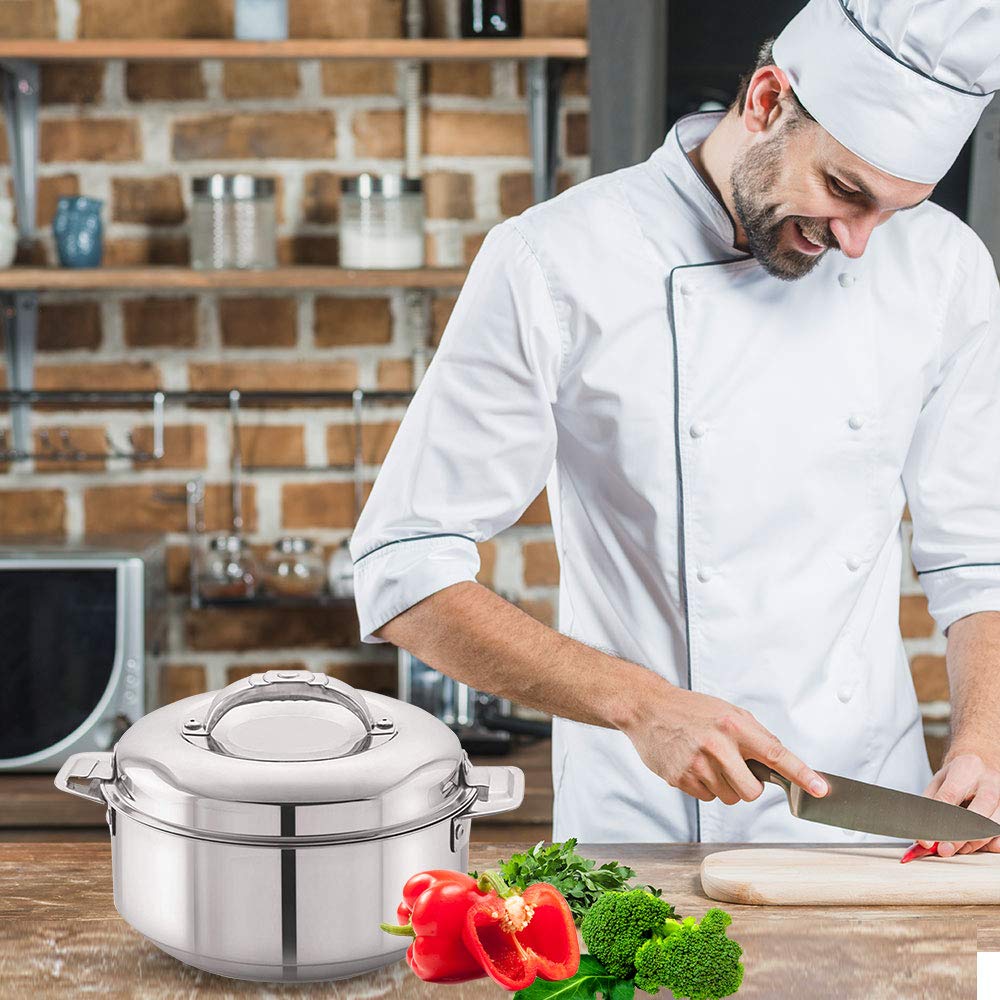 CELLO Stainless Steel Casserole  Silver | Silver Serveware for Kitchen | Casserole with Lid  1350+2300 ml