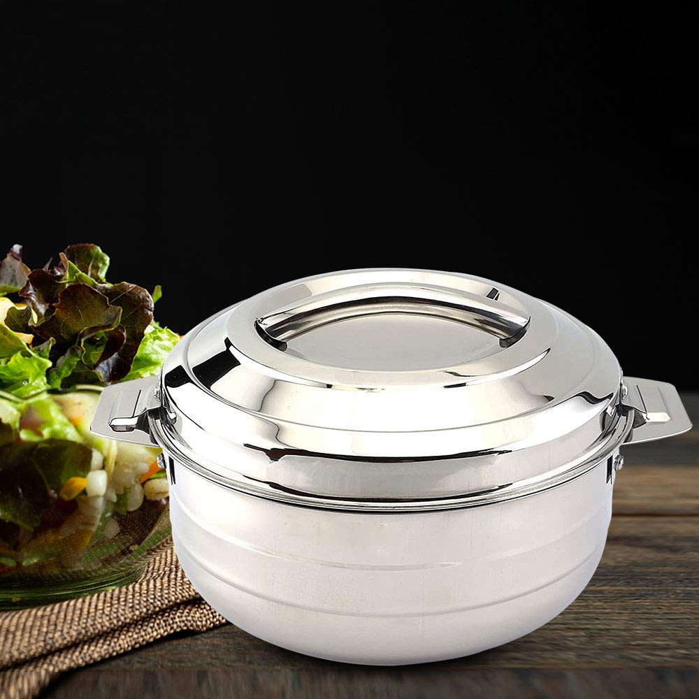 CELLO Stainless Steel Casserole  Silver | Silver Serveware for Kitchen | Casserole with Lid  1350+2300 ml