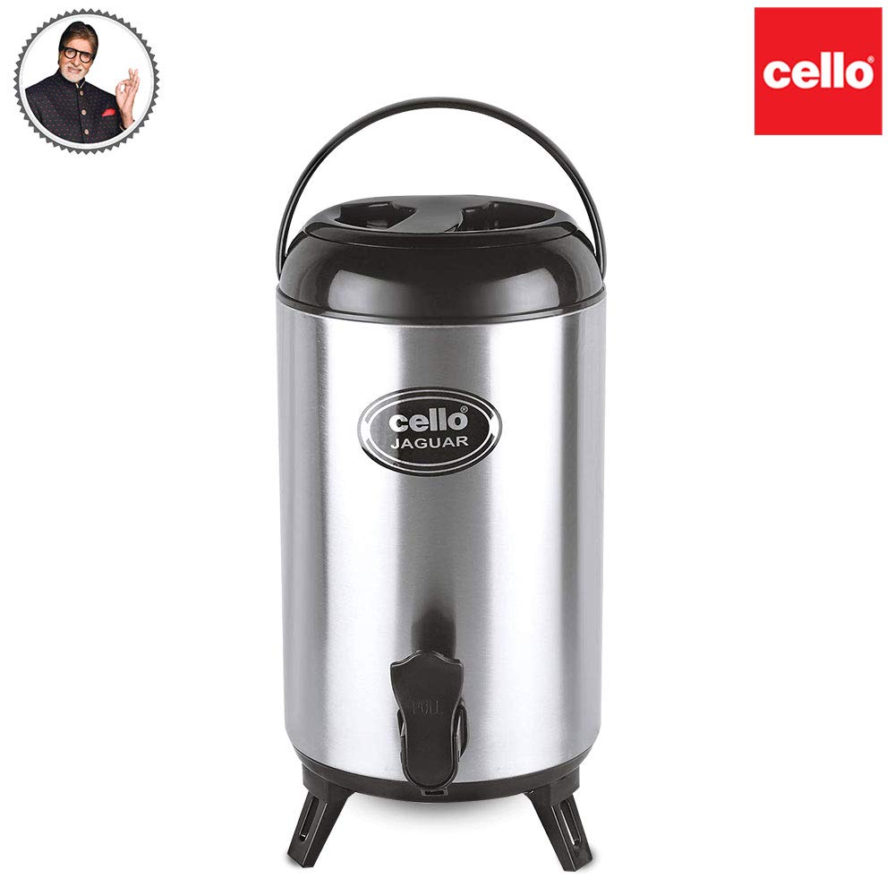 Cello Jaguar Stainless Steel Double Walled Water Jug, Hot and Cold, 4000ml, 1 Unit, Black
