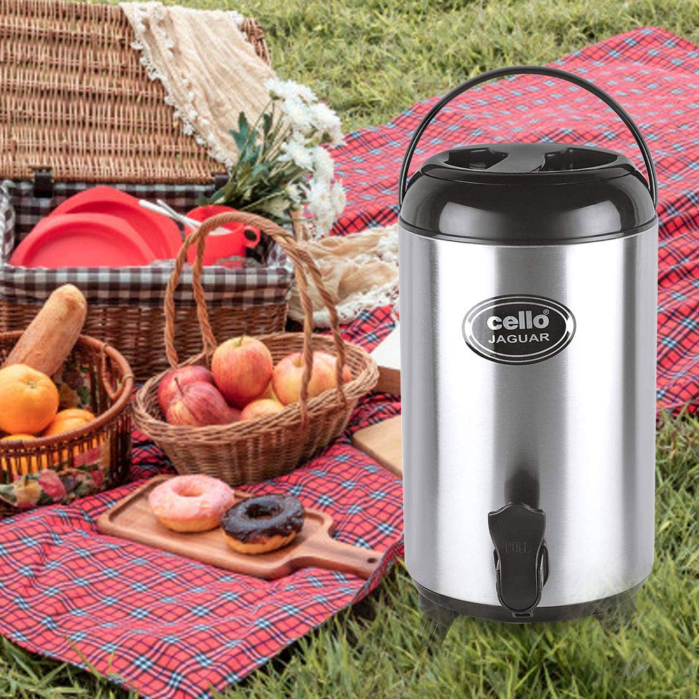 Cello Jaguar Stainless Steel Double Walled Water Jug, Hot and Cold, 4000ml, 1 Unit, Black