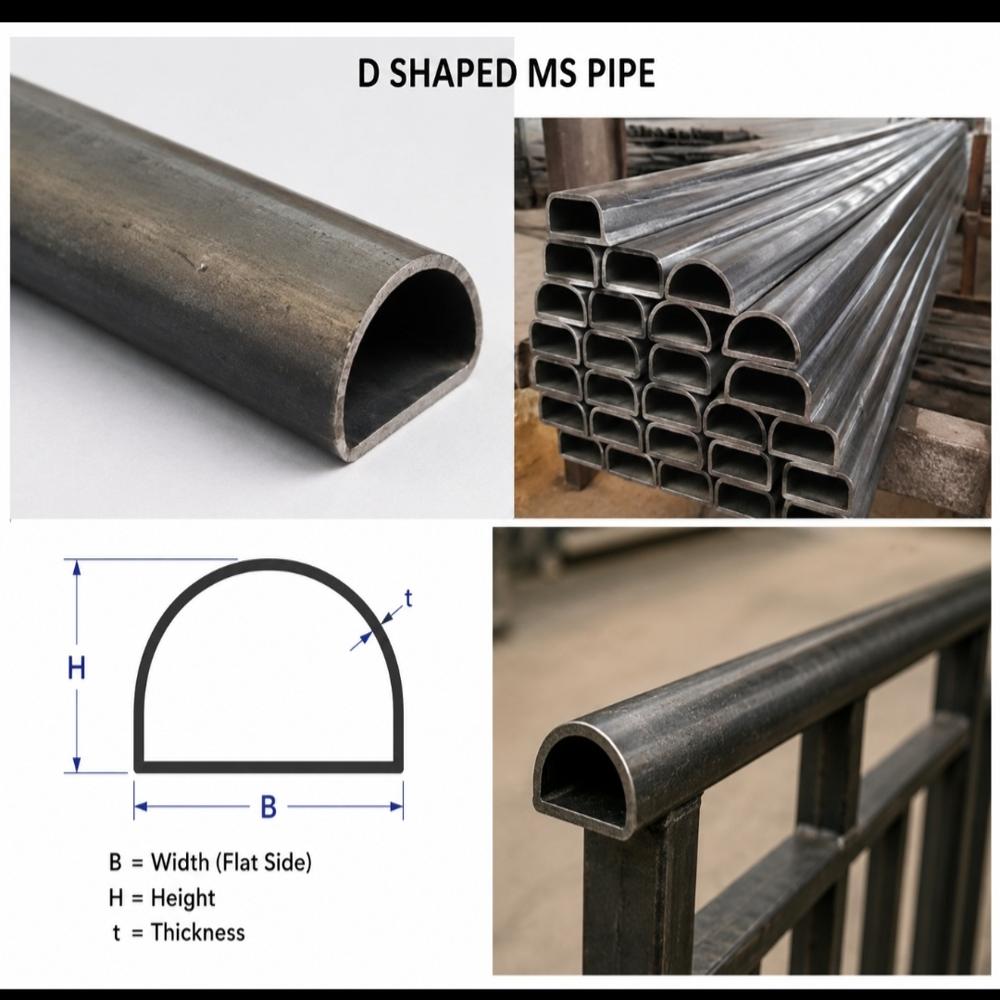 D Shaped MS Pipe