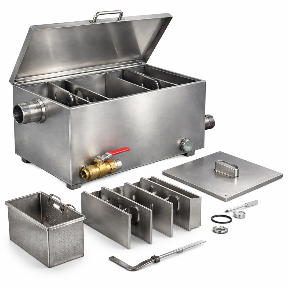 Dirty Dish Landing Table - Stainless Steel, 2 Shelves, Polished And Matte Finish
