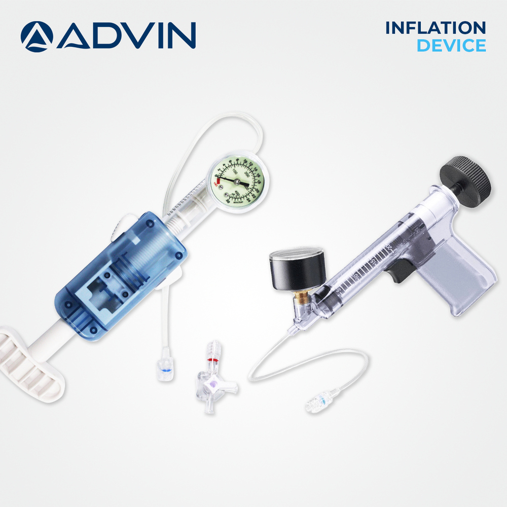Precision Pressure Control Inflator - Medical-grade Polymer And Stainless Steel, 20x10x5 Cm, Blue And Transparent, Analog Gauge | Ergonomic Grip, Leak-proof Design, Safety Relief Valve, Luer Lock Compatible
