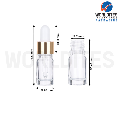 5ML Clear Glass Dropper Bottle With 18mm Sleeve And Tube