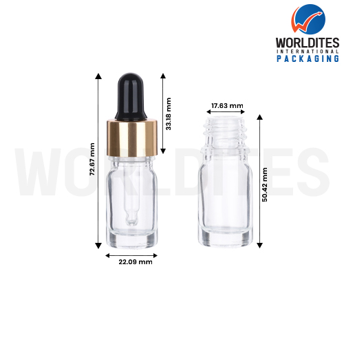 5ML Clear Glass Dropper Bottle With 18mm Sleeve And Tube