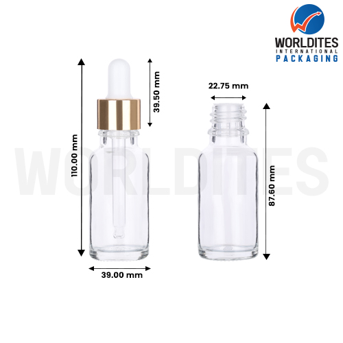20ML Clear Glass Dropper Bottle With 18mm Sleeve And Tube