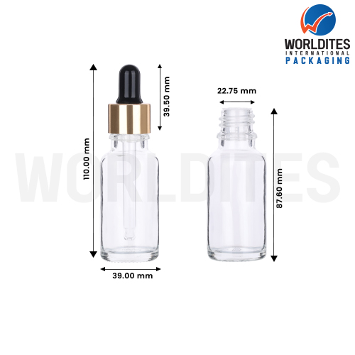 20ML Clear Glass Dropper Bottle With 18mm Sleeve And Tube