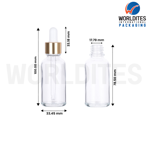 30ML Clear Glass Dropper Bottle With 18mm Sleeve And Tube