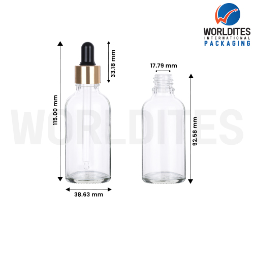 50ML Clear Glass Dropper Bottle With 18mm Sleeve And Tube